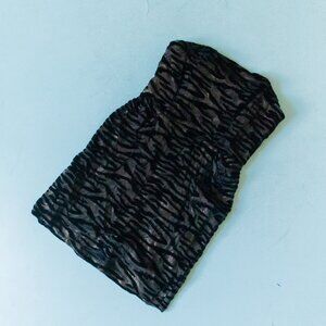 Co Black Monochromatic Zebra Print Knit Strapless Mini Cocktail Dress Size 6